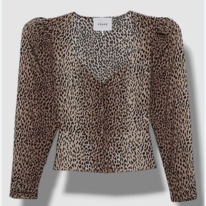 Frame Denim Animal Print Peplum Blouse